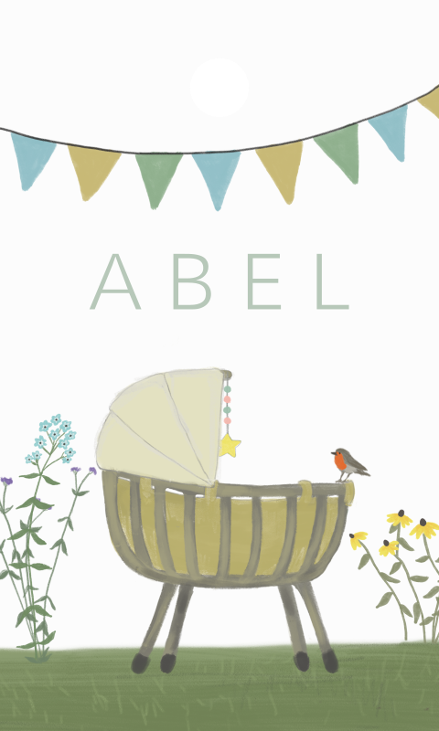 Label Rotan wiegje oker | 18 labels